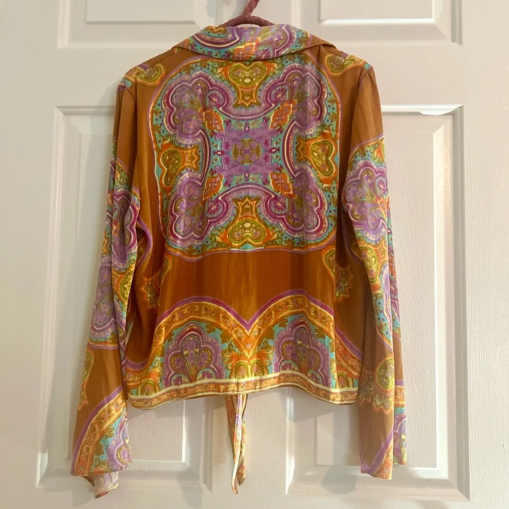 Rachel Zoe Paisley Tie-Front Blouse - Picture 2 of 4